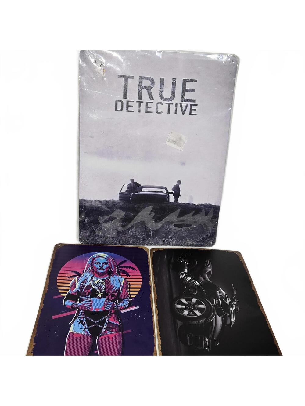 8"x12" & 16"x12" Metal Tin Signs Lot of 2 / True Detective / Liv Morgan / Spyder
